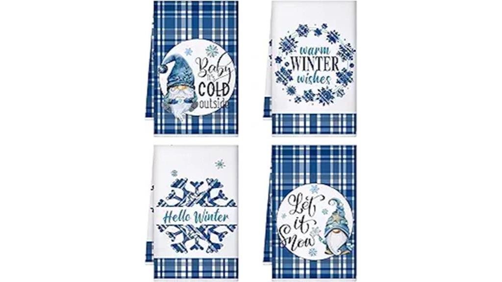 blue snowflake kitchen towels