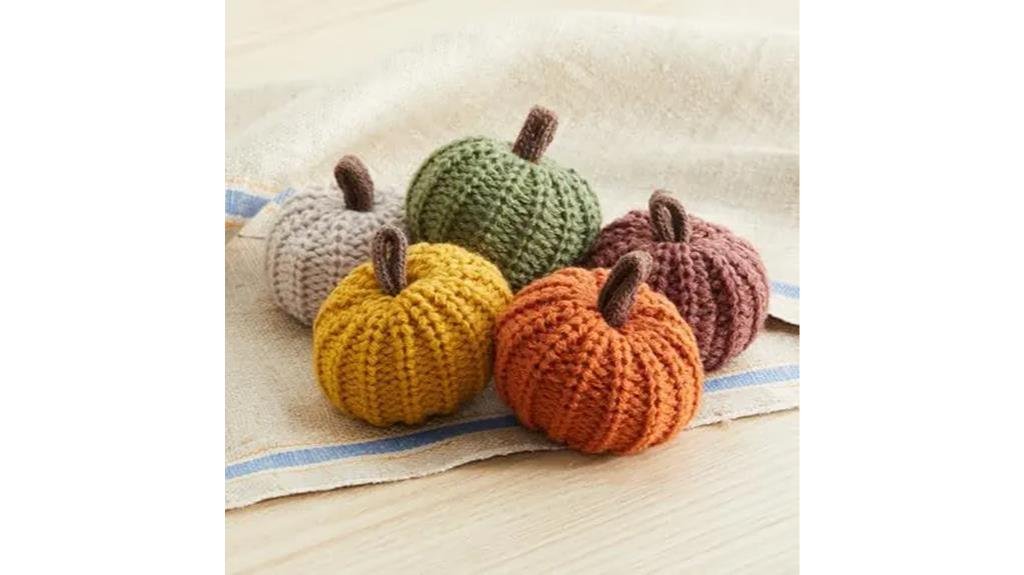 mini knit pumpkins set