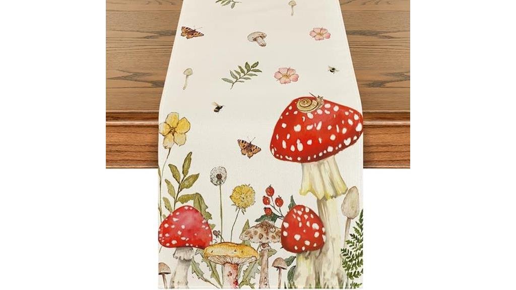 mushroom wildflower table runner
