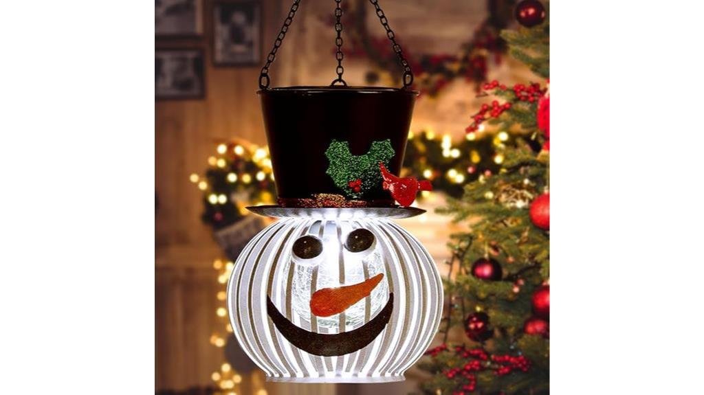 outdoor christmas snowman lantern