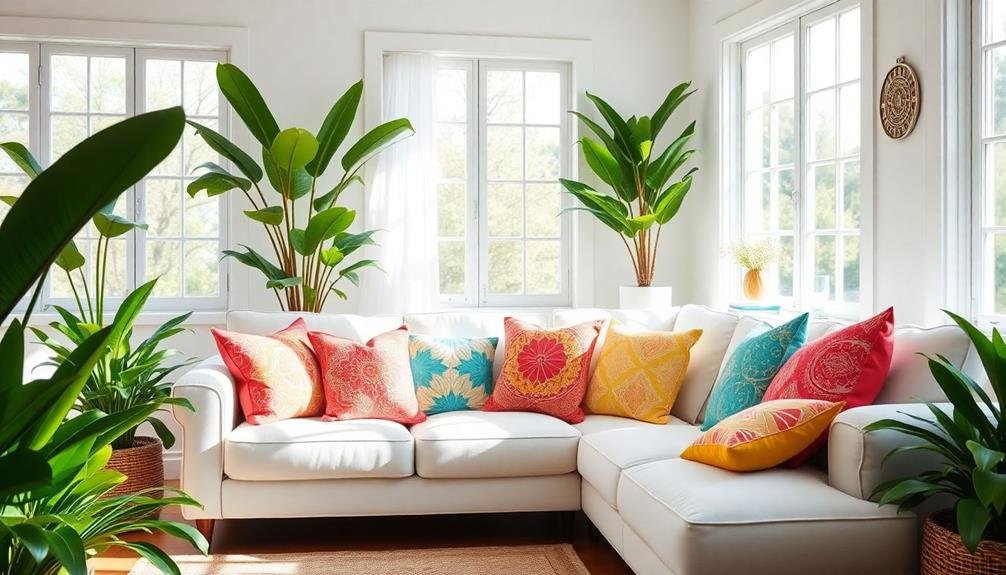 vibrant decorative cushion accents