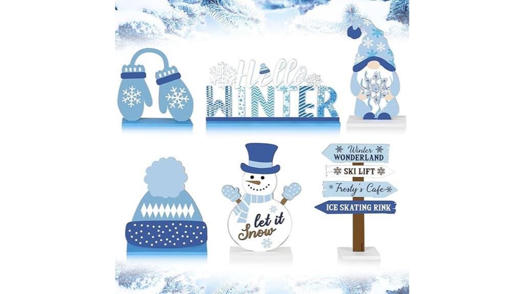 wooden winter sign set