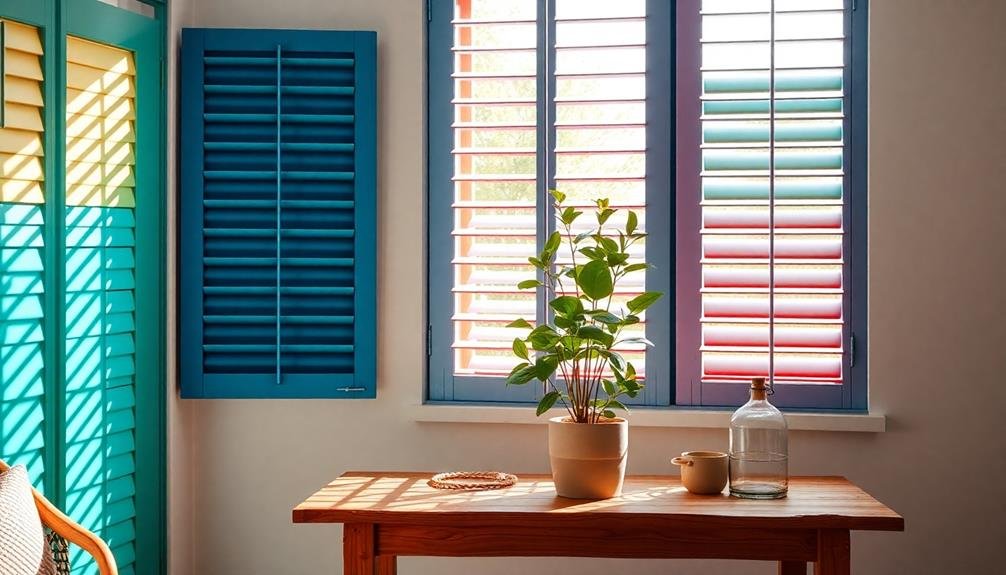 colorful wooden window coverings