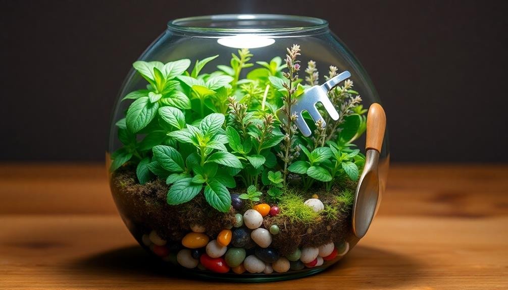 miniature herb garden setup