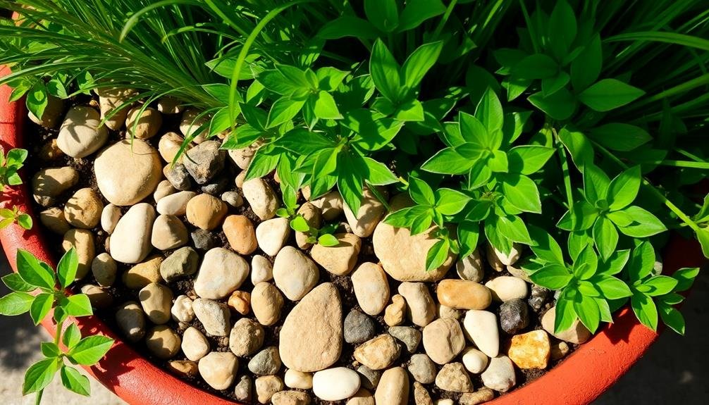 rocks enhancing planter aesthetics