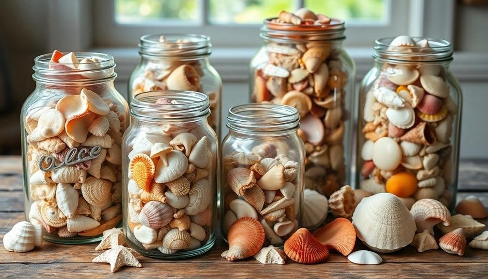 seashell adorned decorative jars