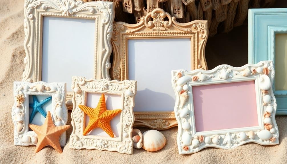seashell themed photo displays