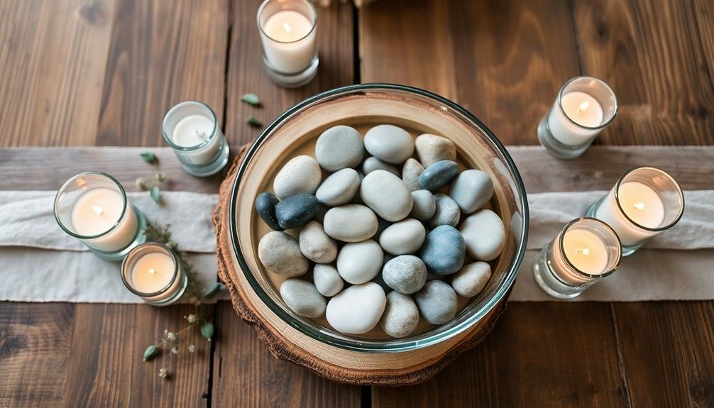 stones as decorative centerpieces