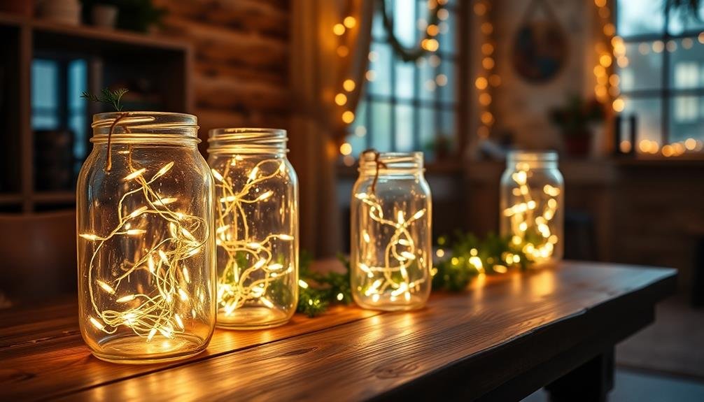 upcycled lighted jar decor