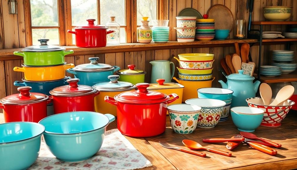 vintage cookware collection display